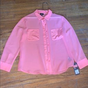 Mossimo orange button down shear top